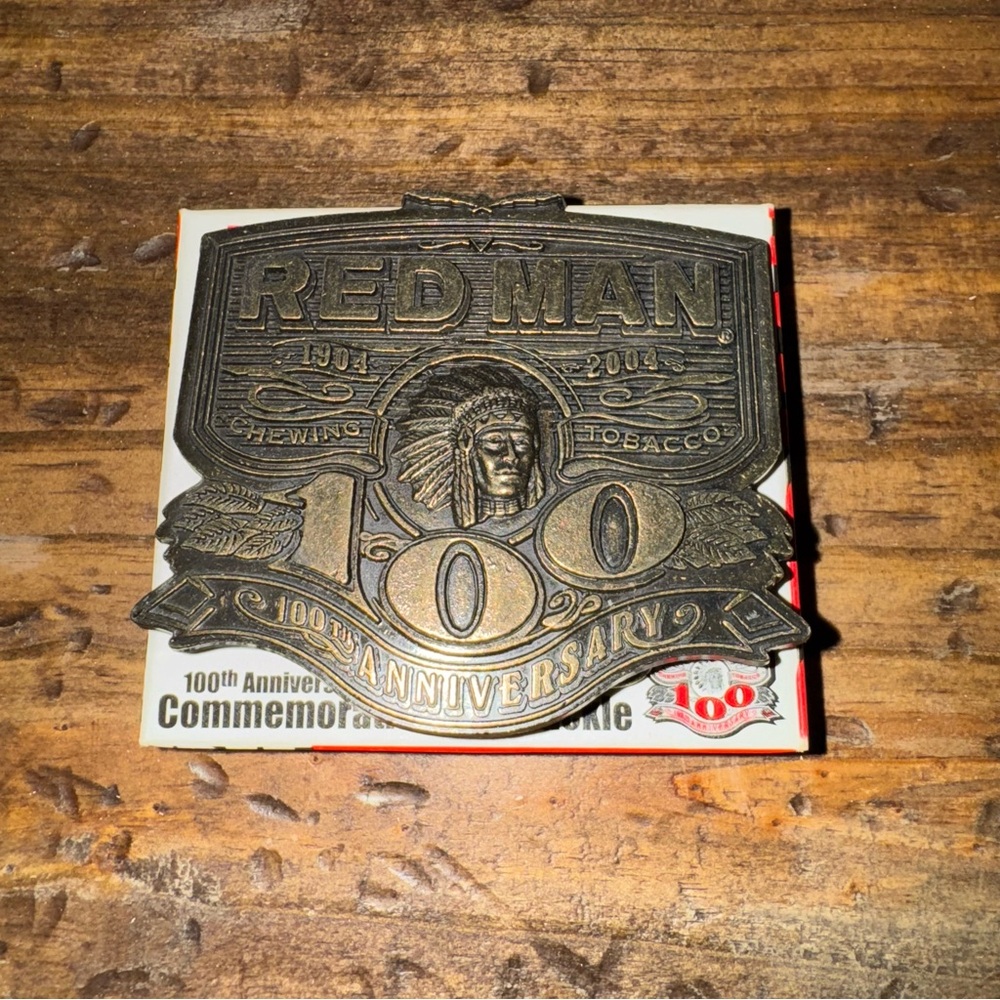 Vintage 2004 Red Man 100th Anniversary Commemorative Belt Buckle